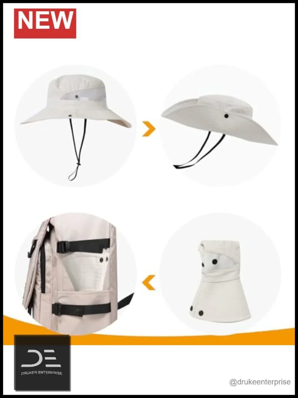 Women's Wide Brim Sun Hat UPF 50+ Foldable Bucket Hat Ponytail
